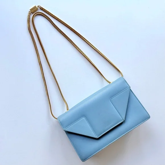 Saint Laurent Betty Light / Sky Blue Crossbody Shoulder Bag w/ Gold Chain Strap - Picture 2 of 16